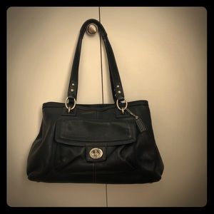 Coach Black Leather Double Strap Duffle